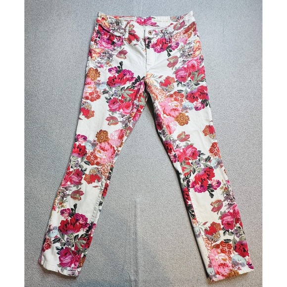 Pilcro And The Letterpress Mid Rise Skinny Jeans Womens 30 Floral Stretch Denim - Picture 2 of 15